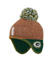 OUTERSTUFF INFANT BOYS AND GIRLS BROWN GREEN BAY PACKERS FOOTBALL HEAD KNIT HAT WITH POM