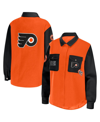 Wear By Erin Andrews Women's  Orange, Black Philadelphia Flyers Colorblock Button-up Shirt Jacket In Orange,black