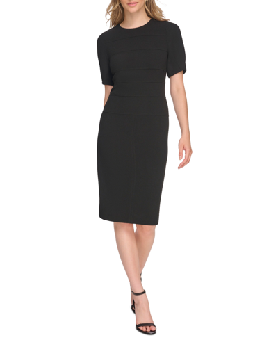 Tommy Hilfiger Women's Pleated-sleeve Shift Dress In Black