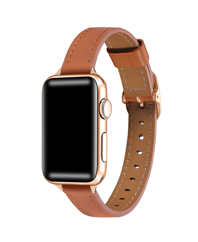 Posh Tech Unisex Carmen Genuine Leather Unisex Apple Watch Band For Size- 42mm, 44mm, 45mm, 49mm In Brown