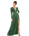 Mac Duggal Ieena Satin Embellished Empire Gown In Emerald Green