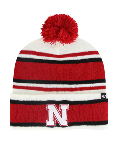 47 Brand Kids' Youth Boys And Girls ' White Nebraska Huskers Stripling Cuffed Knit Hat With Pom