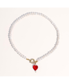 Joey Baby Kokoro Freshwater Pearl Heart Necklace In Pearl And Red