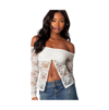 EDIKTED WOMEN'S ODESSA SPLIT FRONT SHEER LACE TOP