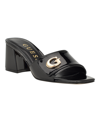Guess Gallai Slide Sandal In Black- Faux Patent Leather