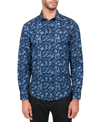 Society Of Threads Men's Regular Fit Non-iron Perfromance Stretch Flocked Paisley Button-down Shirt In Navy