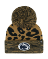 47 Brand Women's ' Brown Penn State Nittany Lions Rosette Cuffed Knit Hat With Pom In Brown
