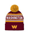 OUTERSTUFF YOUTH BOYS AND GIRLS BURGUNDY WASHINGTON COMMANDERS JACQUARD CUFFED KNIT HAT WITH POM