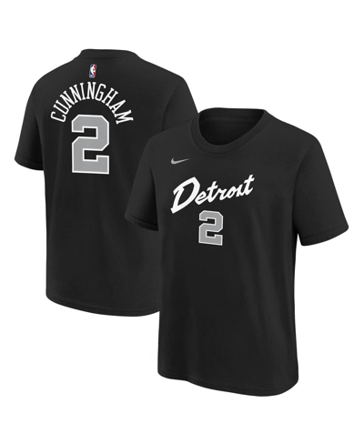 NIKE BIG BOYS NIKE CADE CUNNINGHAM BLACK DETROIT PISTONS 2023/24 CITY EDITION NAME AND NUMBER T-SHIRT