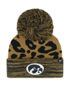 47 BRAND WOMEN'S '47 BRAND BROWN IOWA HAWKEYES ROSETTE CUFFED KNIT HAT WITH POM