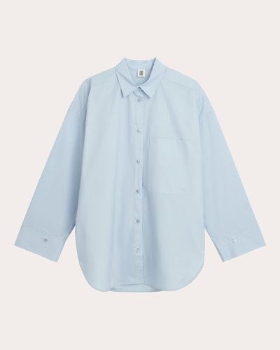 By Malene Birger Derris Shirt With Chest Pocket And Long Sleeves In Periwinkle Blue