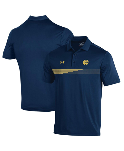 UNDER ARMOUR MEN'S UNDER ARMOUR NAVY NOTRE DAME FIGHTING IRISH TEE TO GREEN STRIPE POLO SHIRT