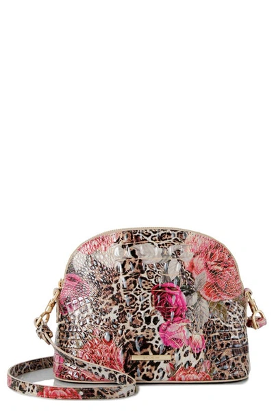 Brahmin Small Georgina Croc Embossed Leather Dome Crossbody Bag In Ermine Floral