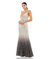 Mac Duggal Sleeveless Plunge Neck Ombre Sequin Gown In Charcoal