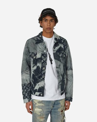 Aries Patchwork Jacquard Trucker Jacket Indigo In Blue