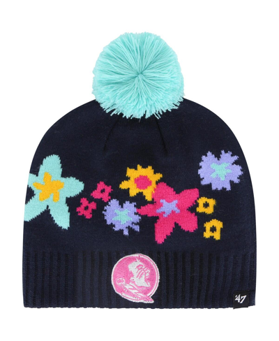 47 Brand Kids' Big Girls Navy Toronto Blue Jays Buttercup With Pom Knit Beanie Hat