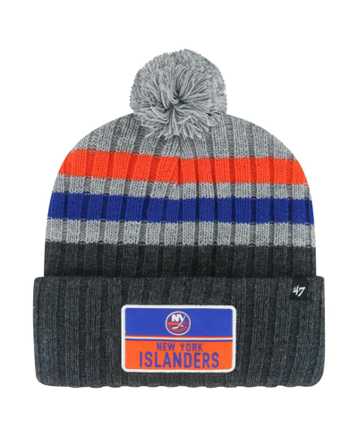 47 Brand Men's ' Gray New York Islanders Stack Patch Cuffed Knit Hat With Pom
