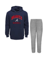 Outerstuff Toddler Boys And Girls Navy, Gray Atlanta Braves Play-by-play Pullover Fleece Hoodie And Pants Set In Navy,gray