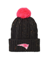 OUTERSTUFF YOUTH BOYS AND GIRLS BLACK NEW ENGLAND PATRIOTS NEP YARN CUFFED KNIT HAT WITH POM