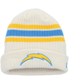 NEW ERA YOUTH BOYS AND GIRLS NEW ERA WHITE DISTRESSED LOS ANGELES CHARGERS VINTAGE-LIKE CUFFED KNIT HAT