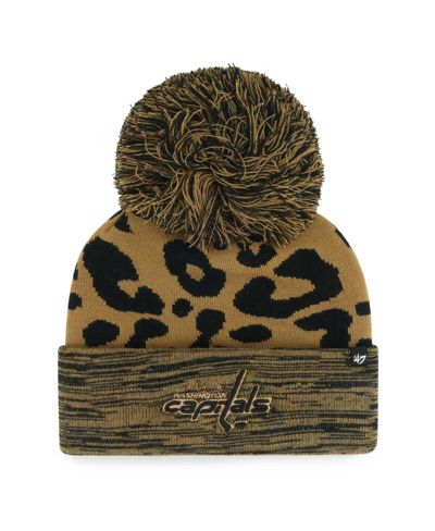 47 Brand Women's ' Leopard Washington Capitals Rosette Cuffed Knit Hat With Pom
