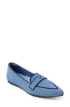 Vivaia Amelia Pointed Toe Loafer Flat In Sky Blue