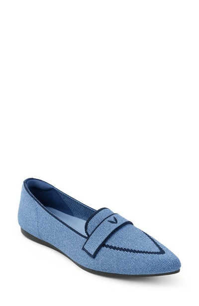 Vivaia Amelia Pointed Toe Loafer Flat In Sky Blue