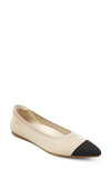 Vivaia Aria 5.0 Pointed Toe Flat In Almond/ Black Tip