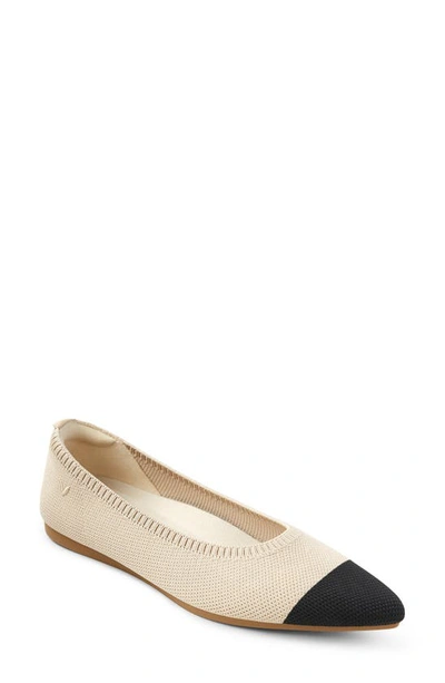 Vivaia Aria 5.0 Pointed Toe Flat In Almond/ Black Tip