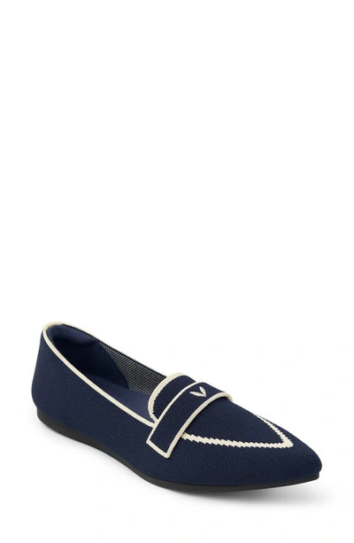 Vivaia Amelia Pointed Toe Loafer Flat In Navy
