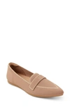 Vivaia Amelia Pointed Toe Loafer Flat In Beige Peach