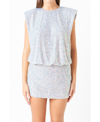 Endless Rose Sequin Blouson Minidress In Grey