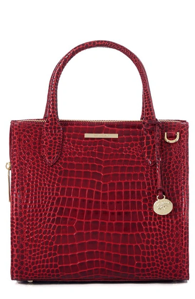 Brahmin Small Caroline Croc Embossed Leather Satchel In Burgundy