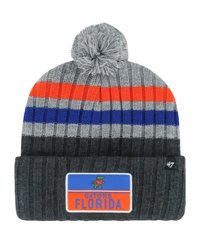 47 Brand Men's ' Charcoal Florida Gators Stack Striped Cuffed Knit Hat With Pom