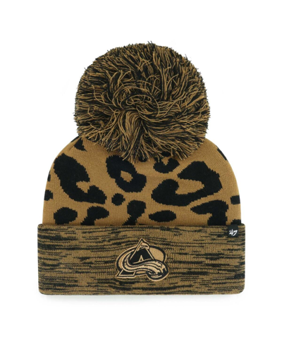 47 Brand Women's ' Leopard Colorado Avalanche Rosette Cuffed Knit Hat With Pom In Brown
