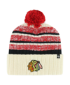 Shop 47 Brand Men's ' Cream Chicago Blackhawks Tavern Cuffed Knit Hat With Pom