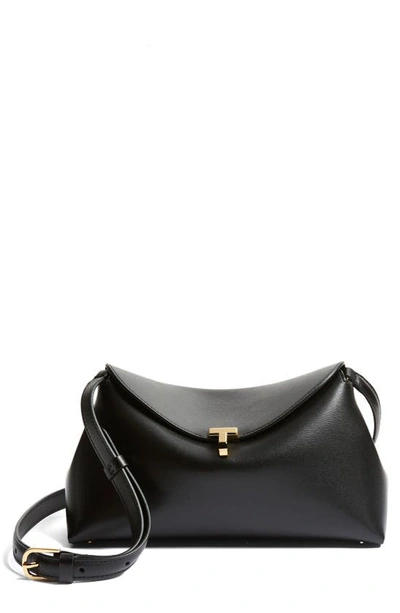 Totême T Lock Leather Clutch Bag In Black