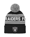 Outerstuff Youth Boys And Girls Black Las Vegas Raiders Jacquard Cuffed Knit Hat With Pom In Black
