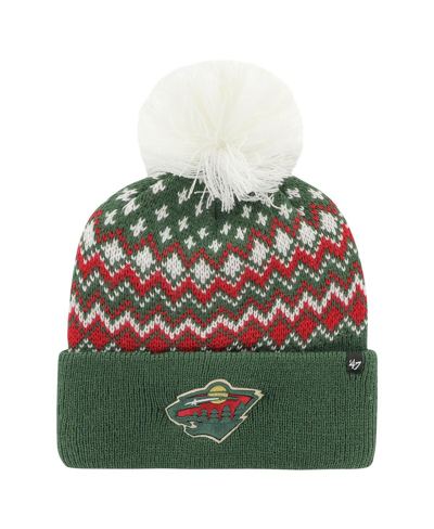 47 Brand Women's ' Green Minnesota Wild Elsaâ Cuffed Knit Hat With Pom