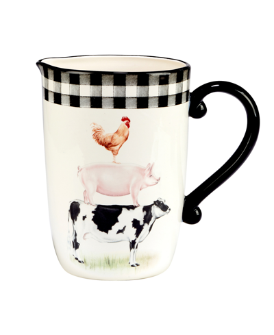 Certified International On The Farm Pitcher In Black,white