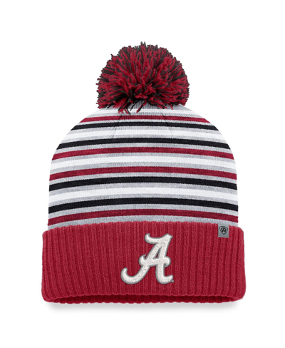 TOP OF THE WORLD MEN'S TOP OF THE WORLD CRIMSON ALABAMA CRIMSON TIDE DASH CUFFED KNIT HAT WITH POM