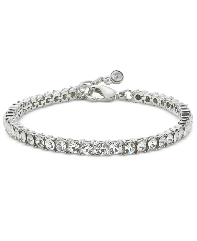 On 34th Silver-tone Flex Tennis Bracelet, 7" + 1" Extender, Created For Macy's In Clear