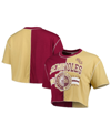 Zoozatz Women's  Garnet, Gold Florida State Seminoles Colorblock Cropped T-shirt In Garnet,gold