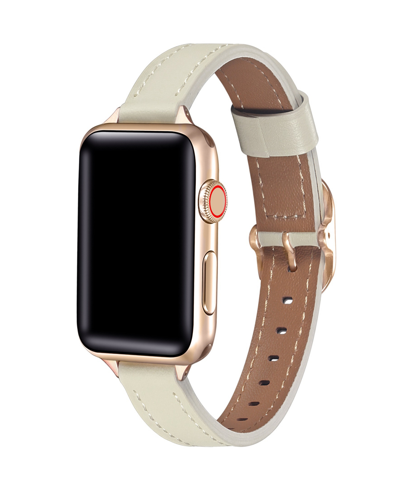 Posh Tech Unisex Carmen Genuine Leather Unisex Apple Watch Band For Size- 42mm, 44mm, 45mm, 49mm In White