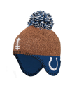 OUTERSTUFF INFANT BOYS AND GIRLS BROWN INDIANAPOLIS COLTS FOOTBALL HEAD KNIT HAT WITH POM