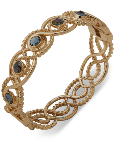 Anne Klein Gold-tone Stone-accent Twist Bangle Bracelet In Multi