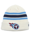 NEW ERA YOUTH BOYS AND GIRLS NEW ERA WHITE DISTRESSED TENNESSEE TITANS VINTAGE-LIKE CUFFED KNIT HAT