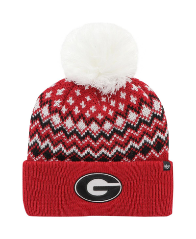 47 Brand Women's ' Red Georgia Bulldogs Elsa Cuffed Knit Hat With Pom