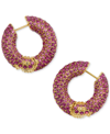 Kendra Scott Mikki Pave Hoop Earrings In Gold/cranberry