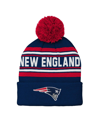 Outerstuff Little Boys And Girls Navy New England Patriots Jacquard Cuffed Knit Hat With Pom In Navy